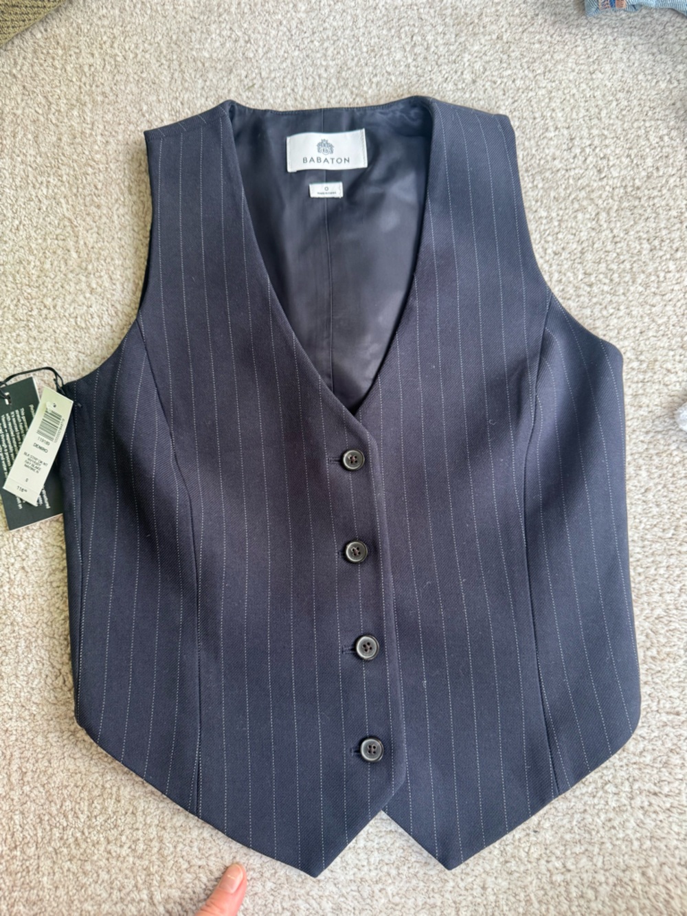 Babaton Navy Pinstripe Men's Waistcoat Vest